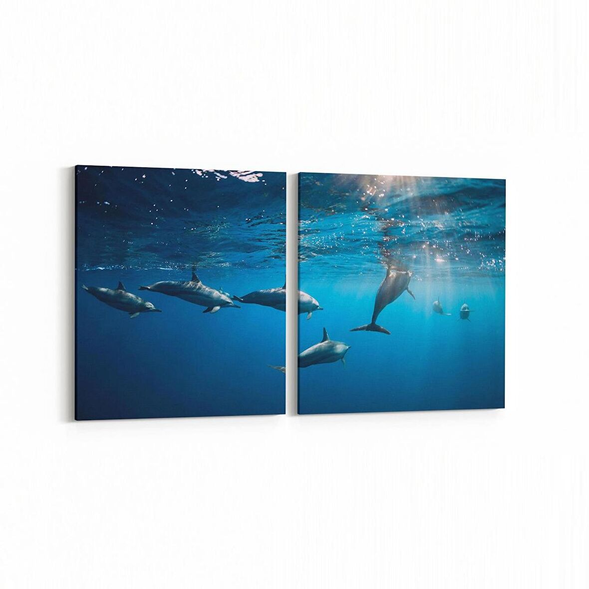 Olla 12908K2Y Deniz / Okyanus Görseli Kare 2'li Yatay Kanvas Tablo (Ölçü: 85X40)