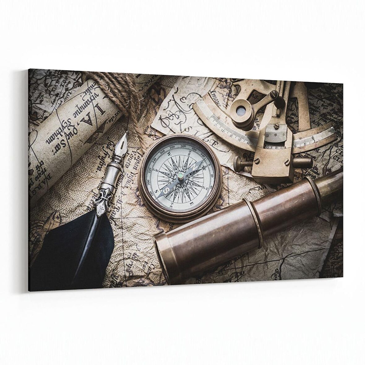 Olla 16184Y Harita Görseli Yatay Kanvas Tablo (Ölçü: 120X80)