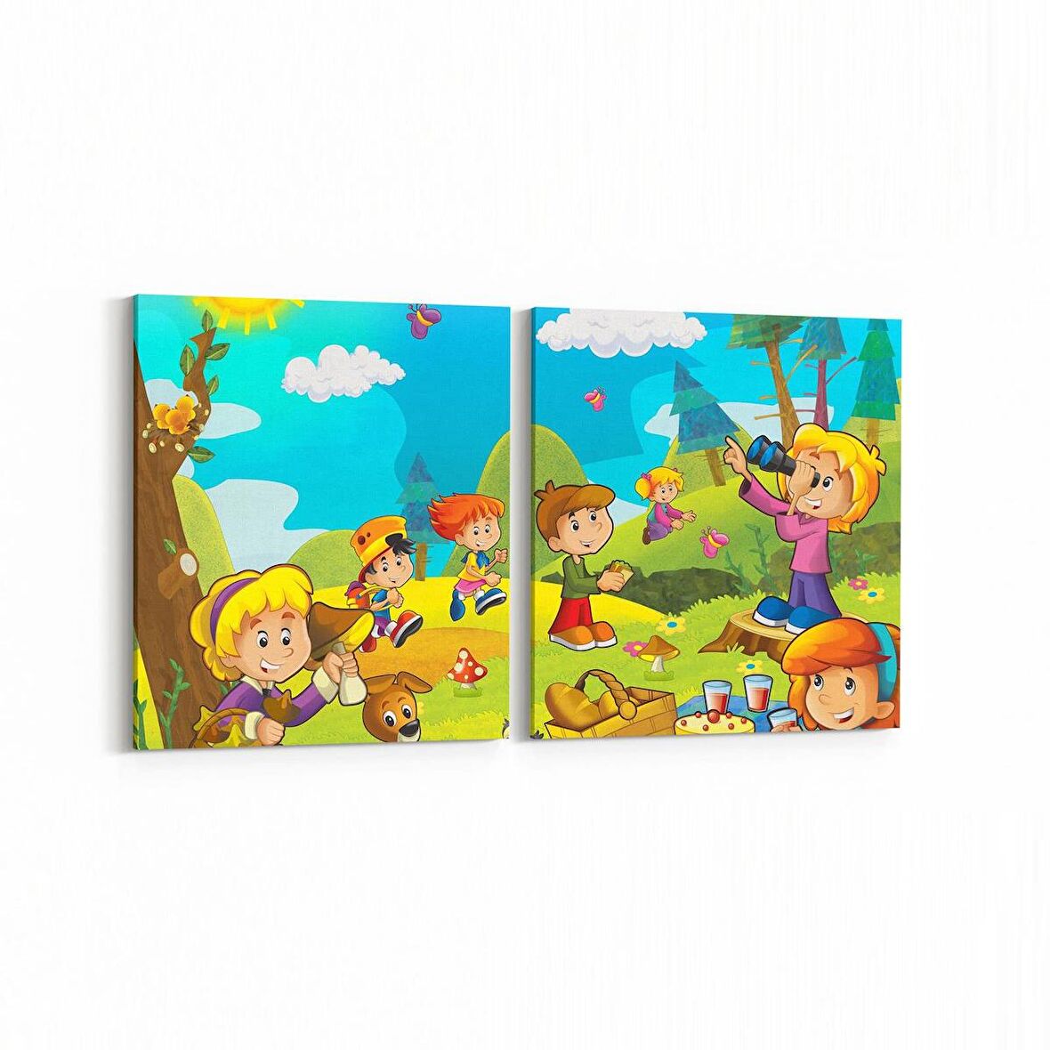 Olla 12735K2Y Çocuk Odası Görseli 2'li Yatay Kanvas Tablo (Ölçü: 125X60)
