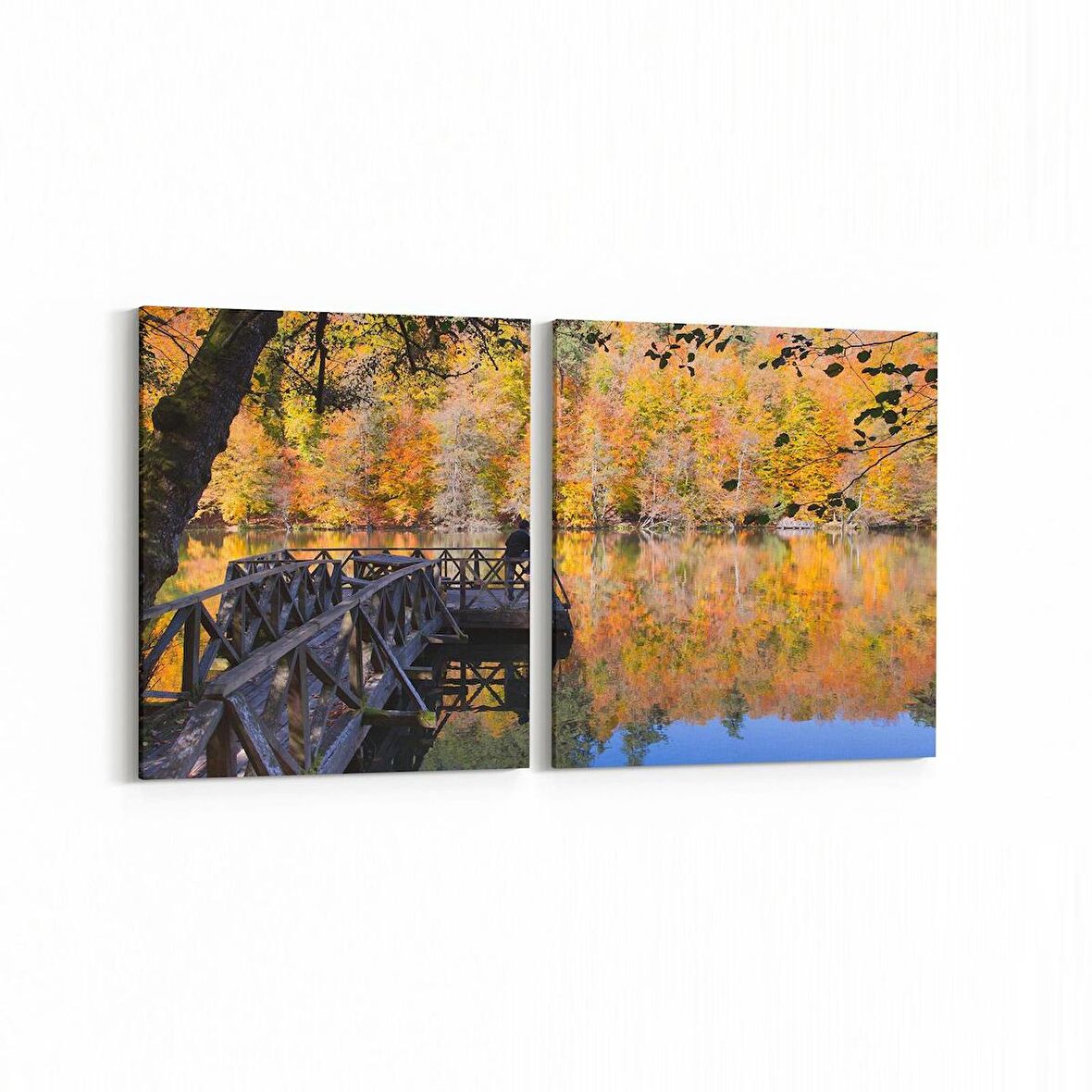 Olla 13589K2Y Doğa / Manzara Görseli Kare 2'li Yatay Kanvas Tablo (Ölçü: 125X60)