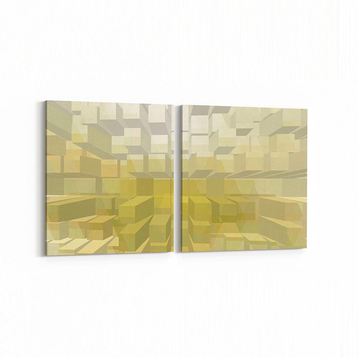Olla 10045K2Y Abstract 3 Boyut Görsel Kare 2'li Yatay Kanvas Tablo (Ölçü: 145X70)