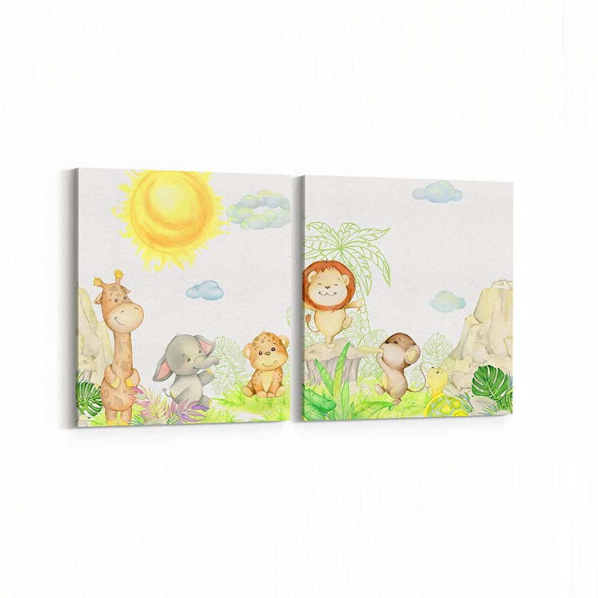 Olla 12744K2Y Çocuk Odası Görseli 2'li Yatay Kanvas Tablo (Ölçü: 125X60)
