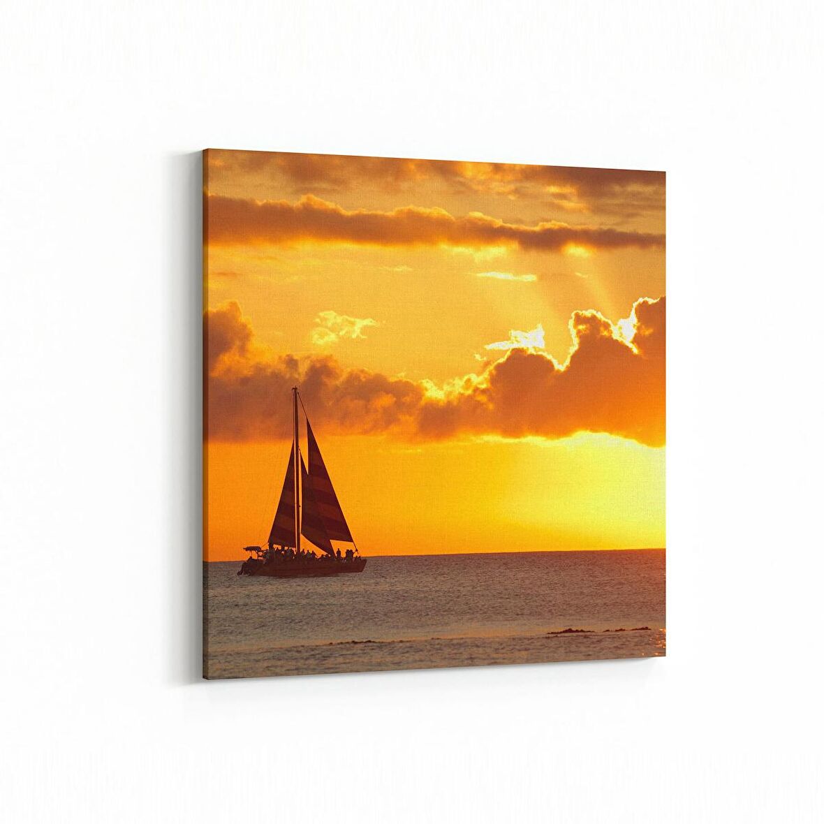 Olla 16133K Günbatımı Görseli Kare Kanvas Tablo (Ölçü: 60X60)