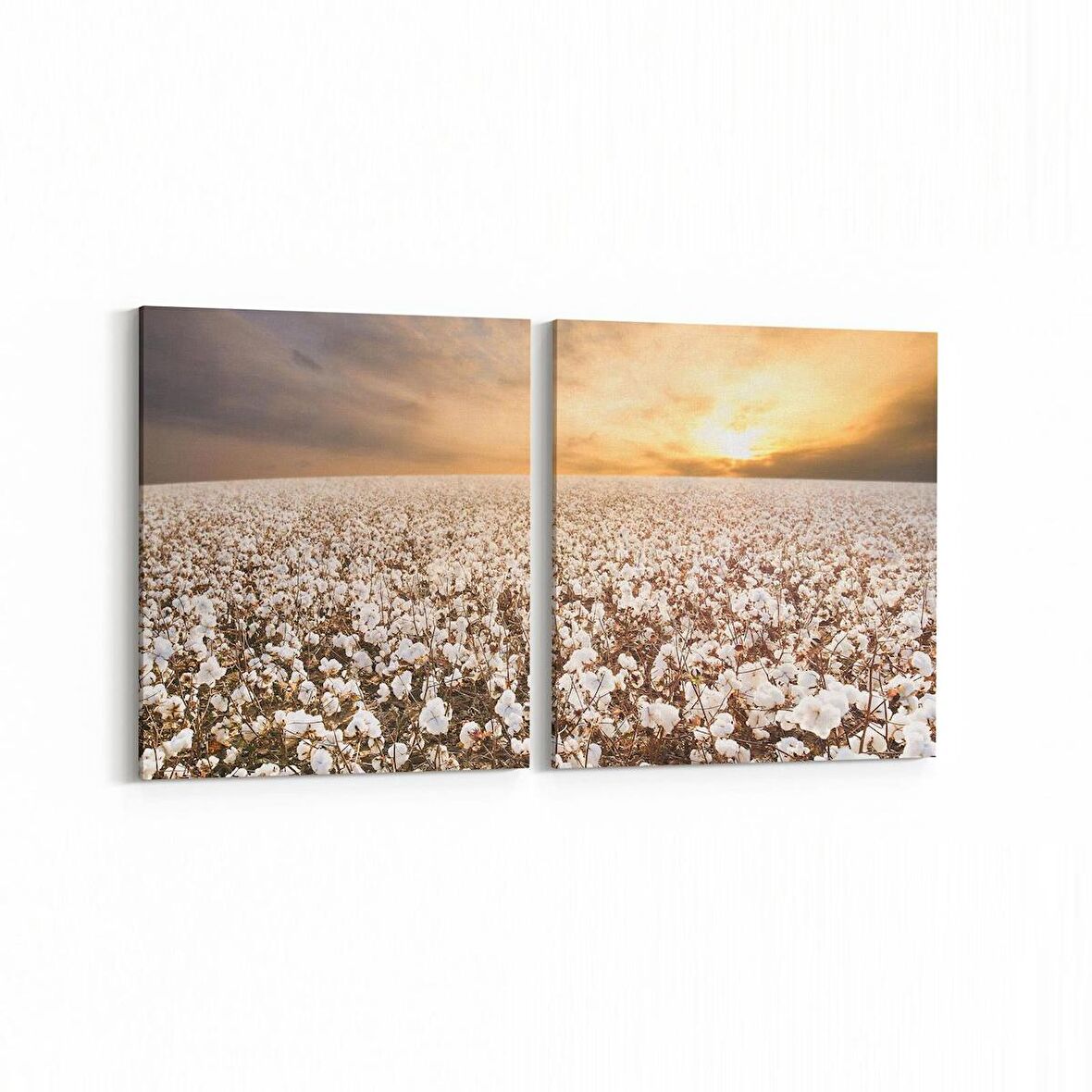 Olla 15917K2Y Günbatımı Görseli Kare 2'li Yatay Kanvas Tablo (Ölçü: 145X70)