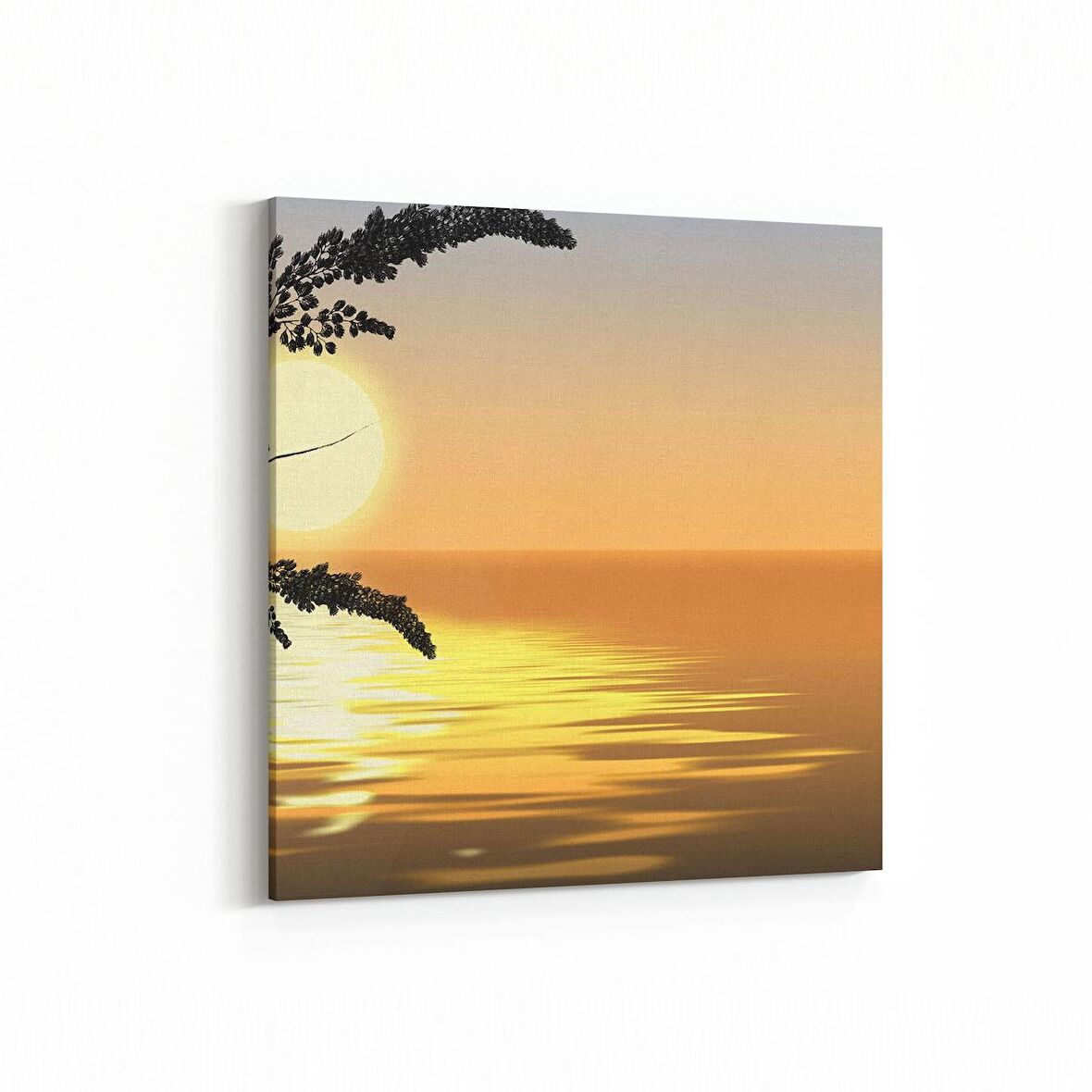 Olla 16137K Günbatımı Görseli Kare Kanvas Tablo (Ölçü: 25X25)