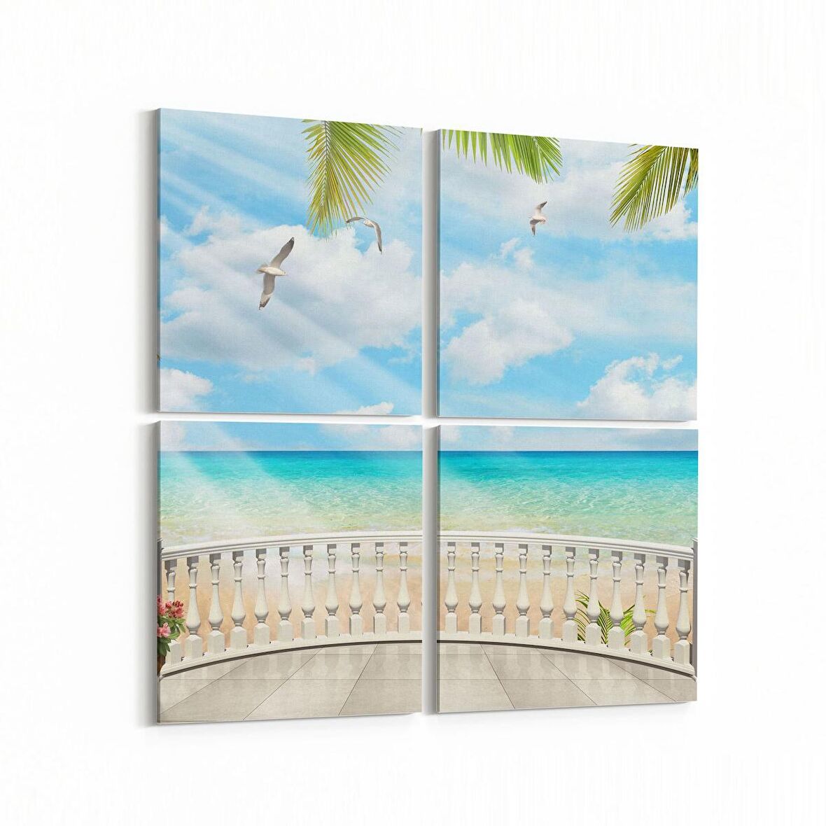 Olla 14149K4 Doğa / Manzara Görseli Kare 4'lü Kanvas Tablo (Ölçü: 125X125)