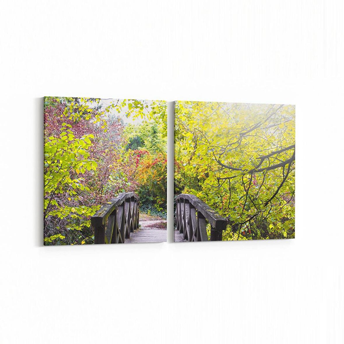 Olla 13276K2Y Doğa / Manzara Görseli Kare 2'li Yatay Kanvas Tablo (Ölçü: 85X40)