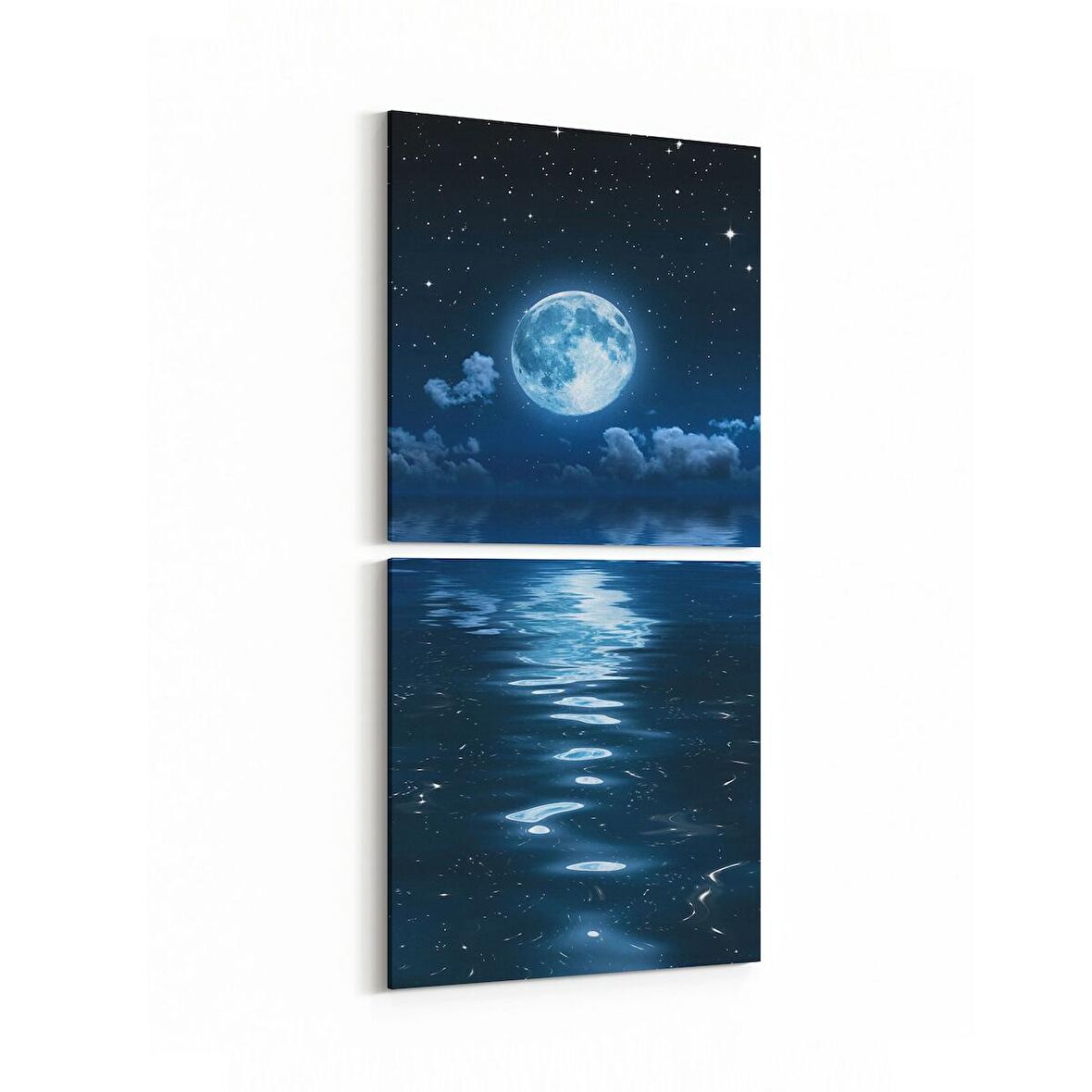 Olla 14682K2D Gece Gökyüzü Görseli Kare 2'li Dikey Kanvas Tablo (Ölçü: 30X65)