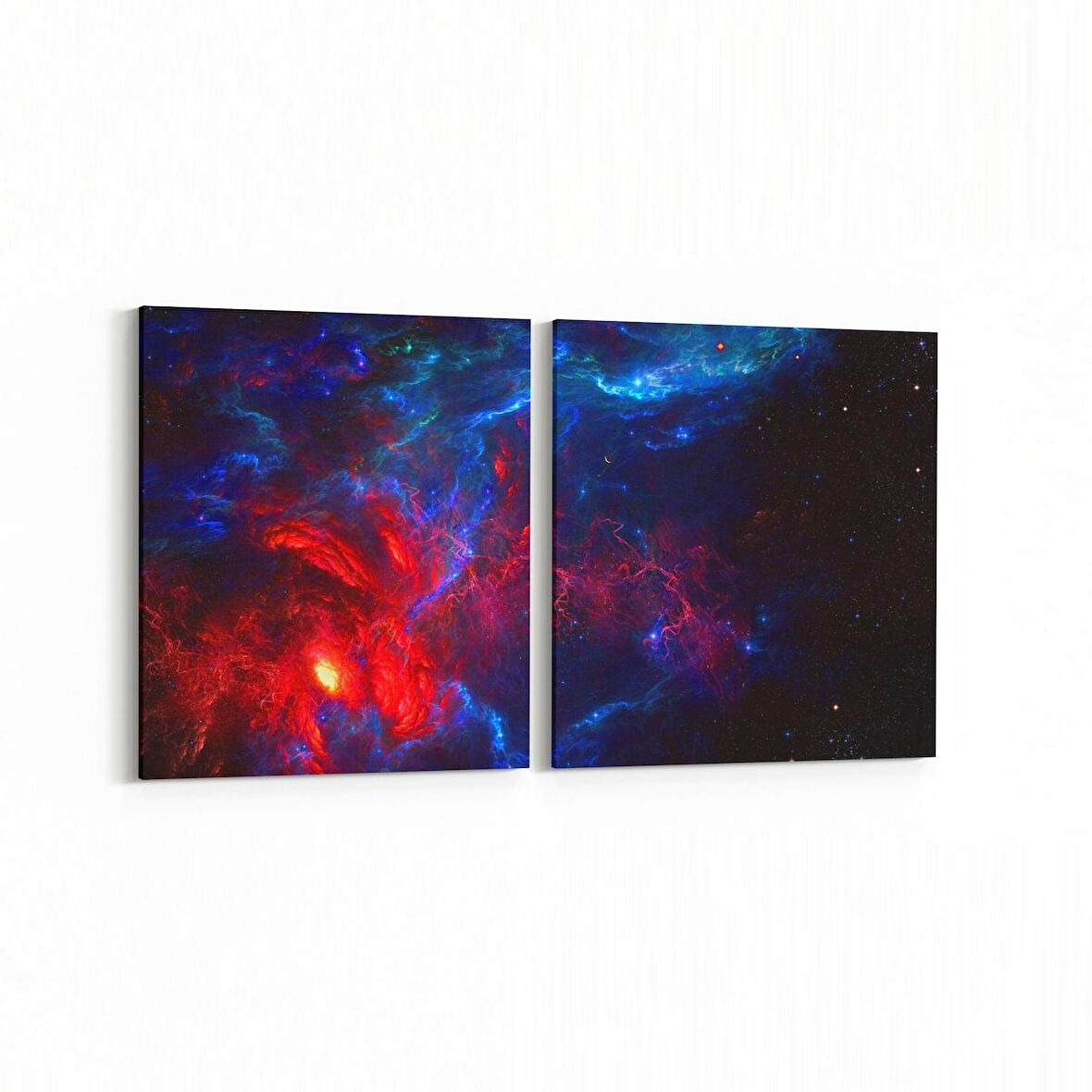 Olla 10306K2Y Abstract Görsel Kare 2'li Yatay Kanvas Tablo (Ölçü: 65X30)