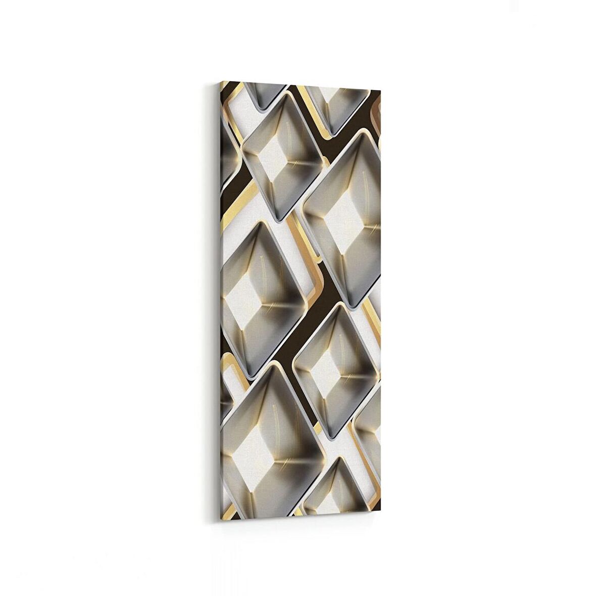 Olla 14887DI Geometrik Desen Görseli Dikey İnce Kanvas Tablo (Ölçü: 40X120)