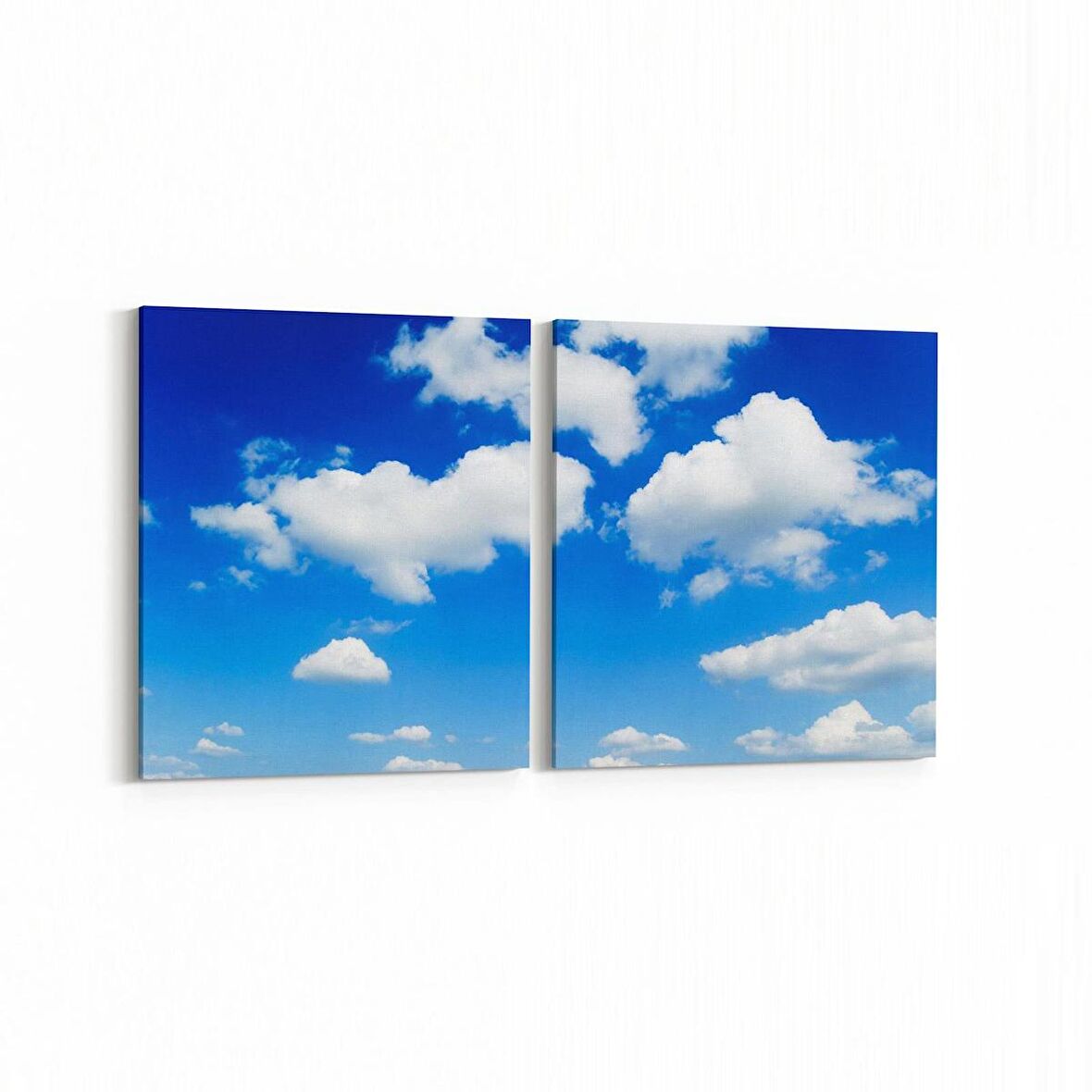 Olla 15800K2Y Gökyüzü Bulut Görseli Kare 2'li Yatay Kanvas Tablo (Ölçü: 125X60)