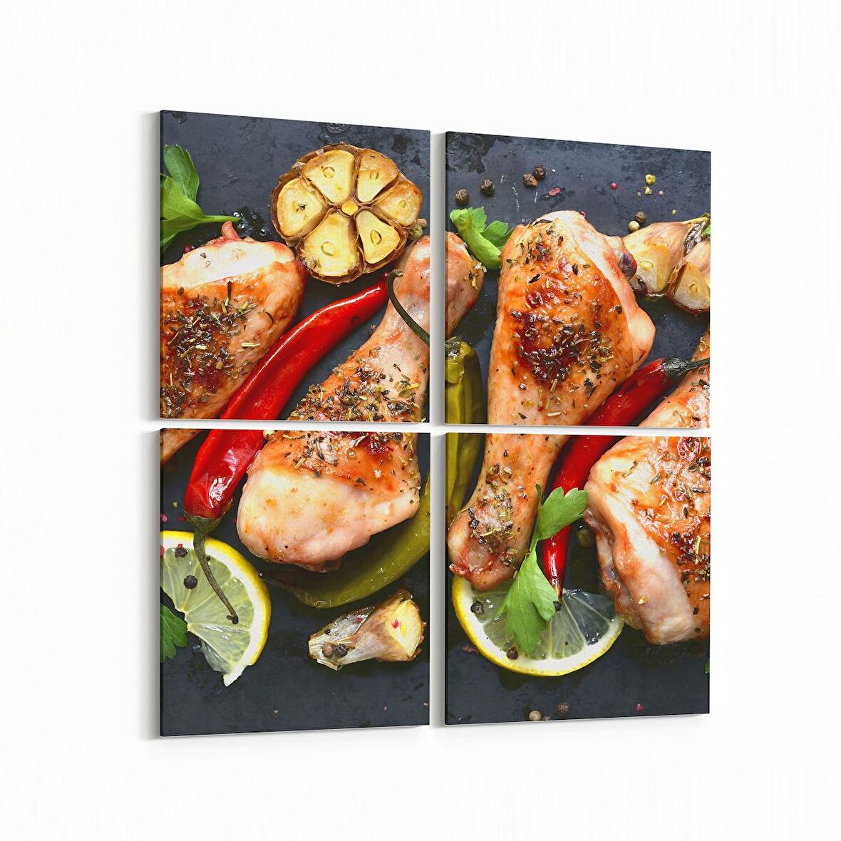 Olla 15174K4 Gıda Görseli Kare 4'lü Kanvas Tablo (Ölçü: 105X105)