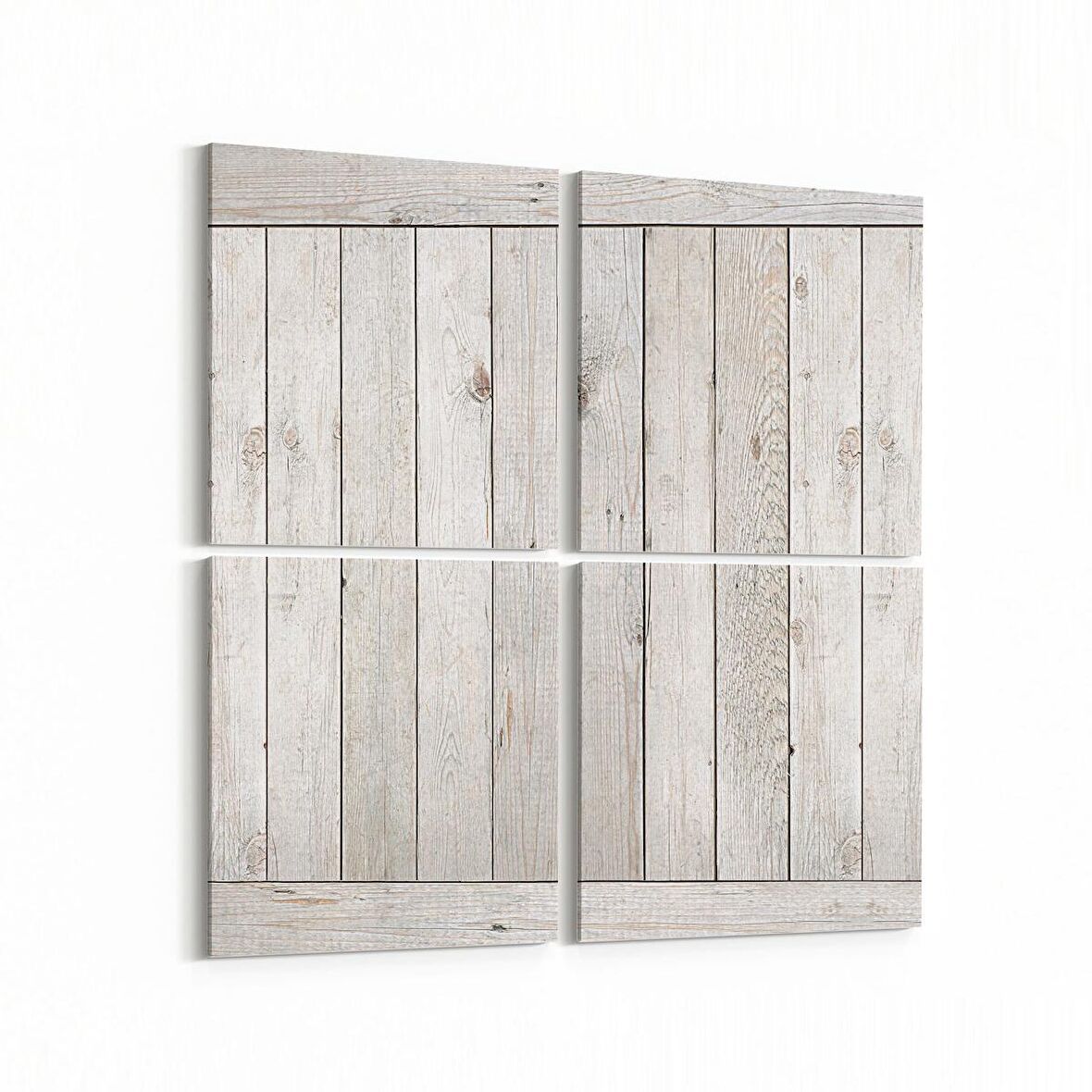 Olla 11994K4 Ahşap Desen Görseli Kare 4'lü Kanvas Tablo (Ölçü: 65X65)