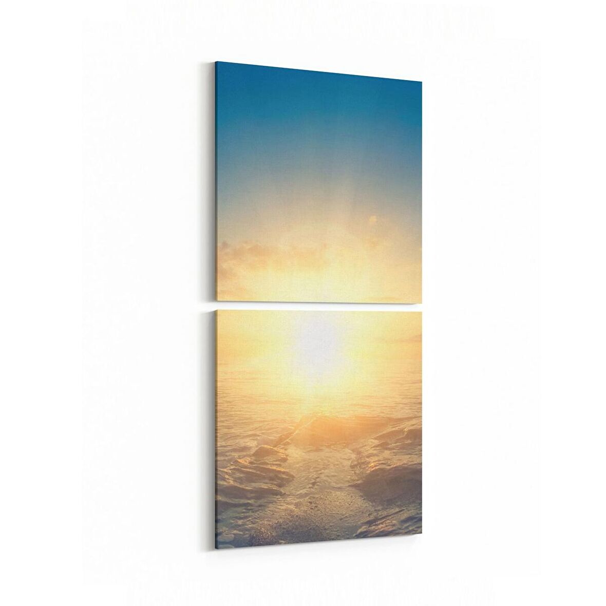 Olla 16013K2D Günbatımı Görseli Kare 2'li Dikey Kanvas Tablo (Ölçü: 30X65)