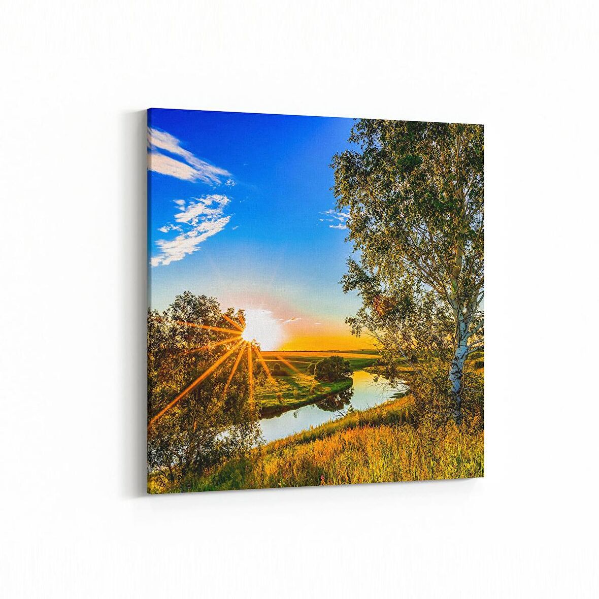 Olla 15973K Günbatımı Görseli Kare Kanvas Tablo (Ölçü: 25X25)