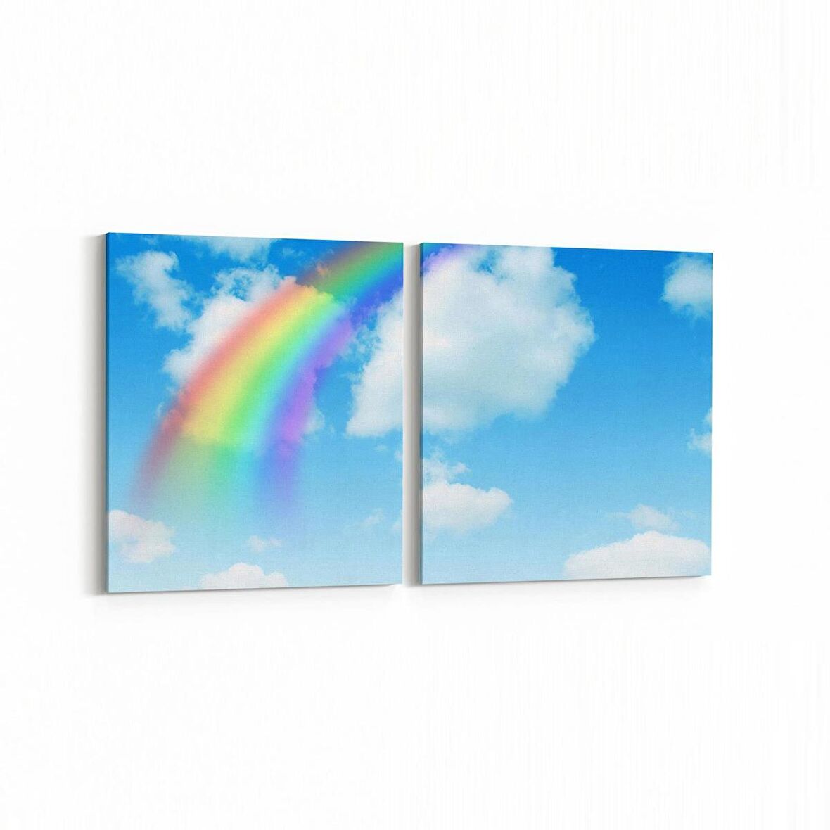 Olla 15679K2Y Gökyüzü Bulut Görseli Kare 2'li Yatay Kanvas Tablo (Ölçü: 145X70)
