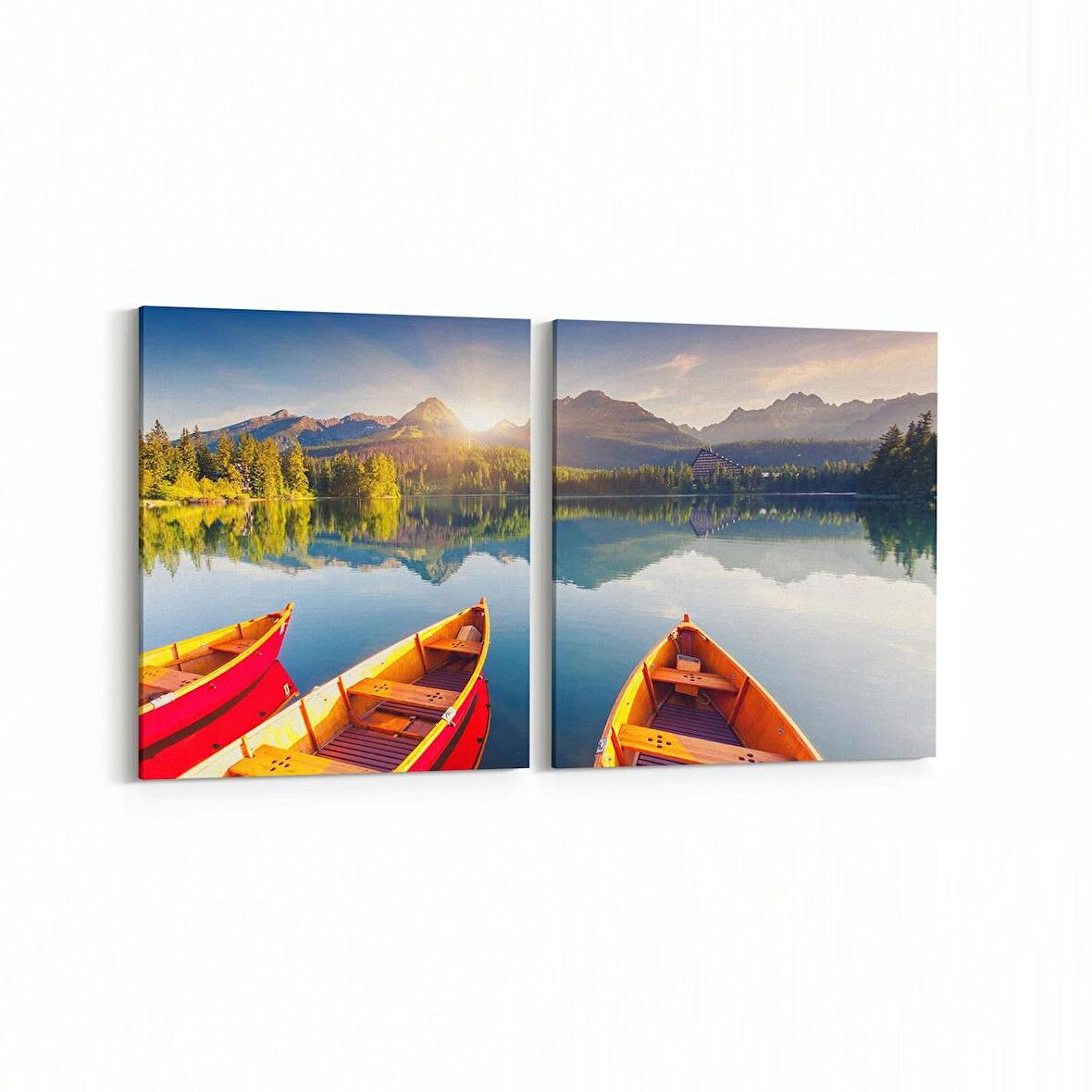 Olla 13505K2Y Doğa / Manzara Görseli Kare 2'li Yatay Kanvas Tablo (Ölçü: 125X60)