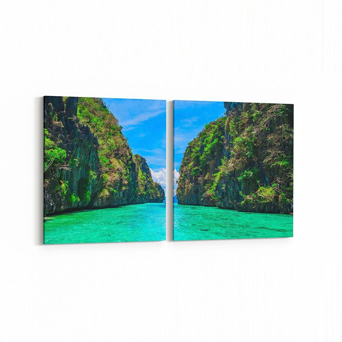 Olla 13906K2Y Doğa / Manzara Görseli Kare 2'li Yatay Kanvas Tablo (Ölçü: 125X60)