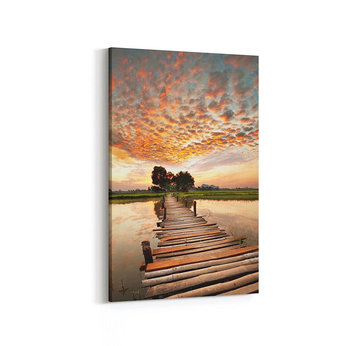 Olla 16092D Günbatımı Görseli Dikey Kanvas Tablo (Ölçü: 20X30)