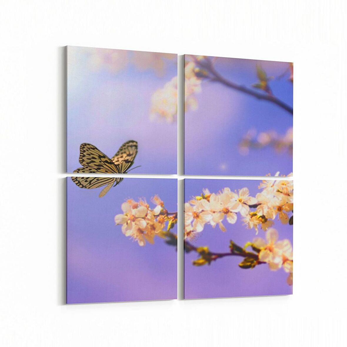 Olla 10542K4 Ağaç Görseli Kare 4'lü Kanvas Tablo (Ölçü: 65X65)