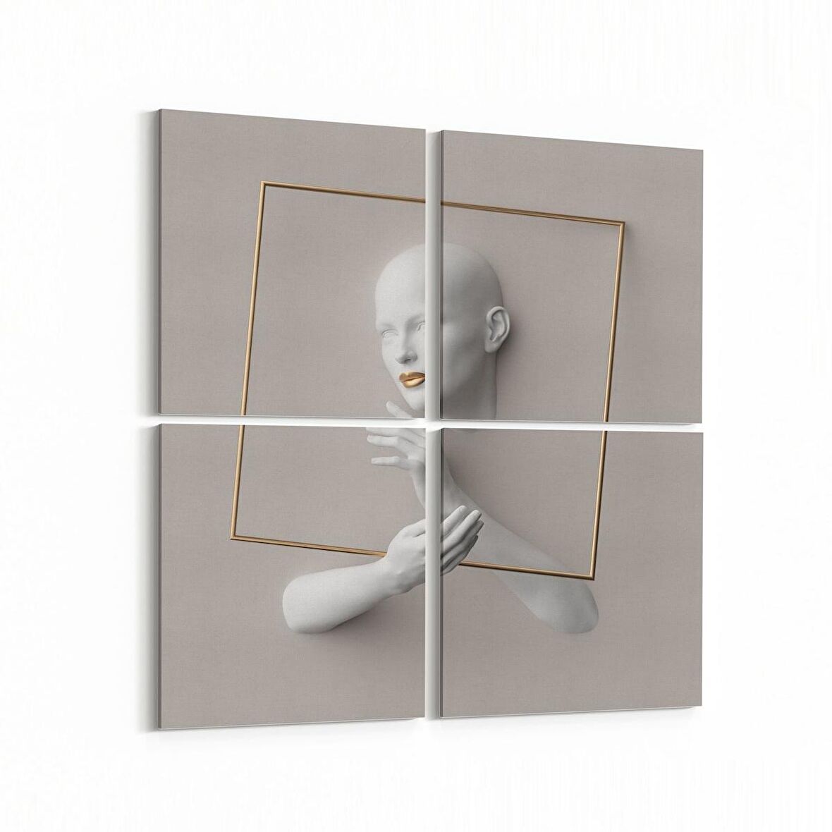 Olla 10005K4 3 Boyut Görsel Kare 4'lü Kanvas Tablo (Ölçü: 125X125)