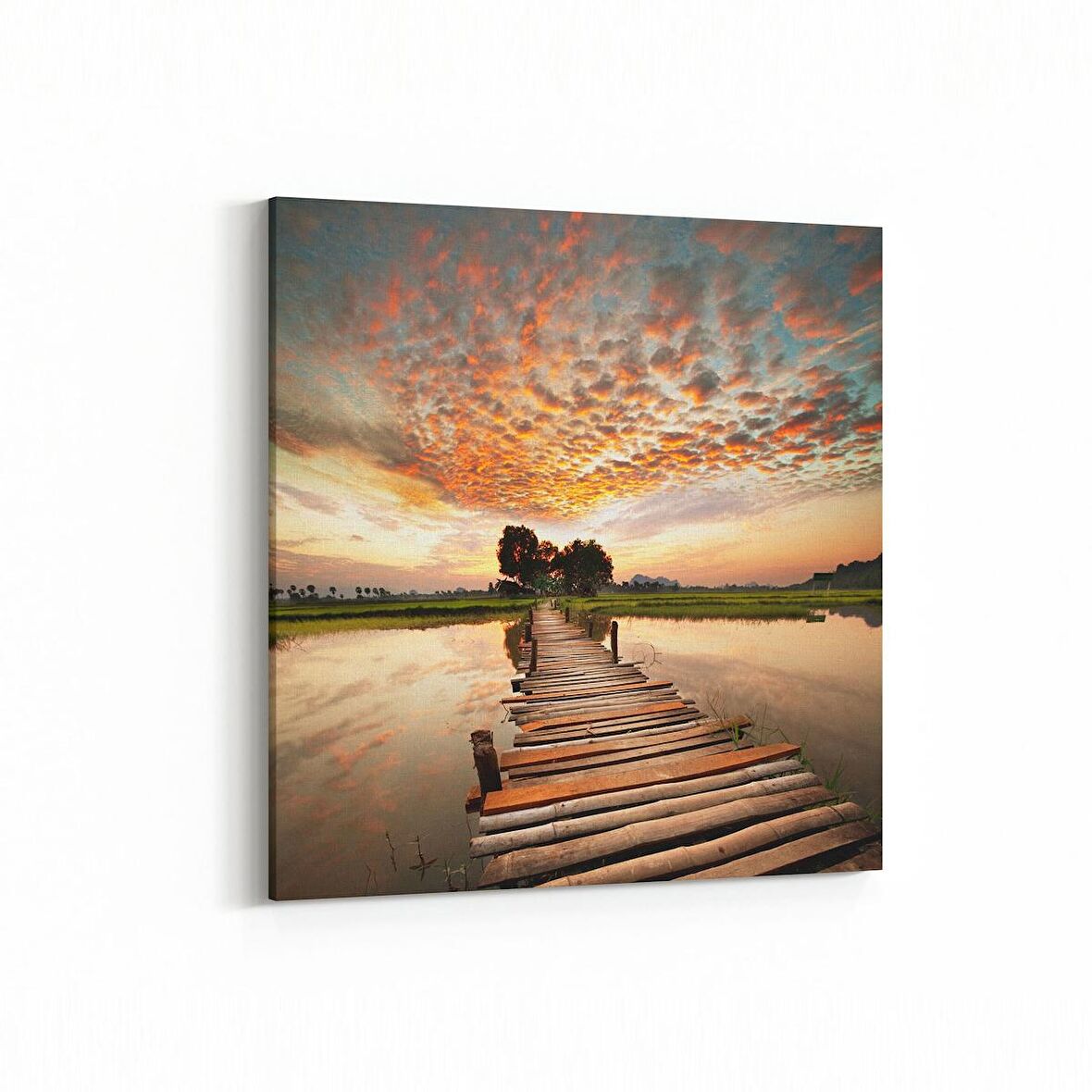 Olla 16092K Günbatımı Görseli Kare Kanvas Tablo (Ölçü: 25X25)