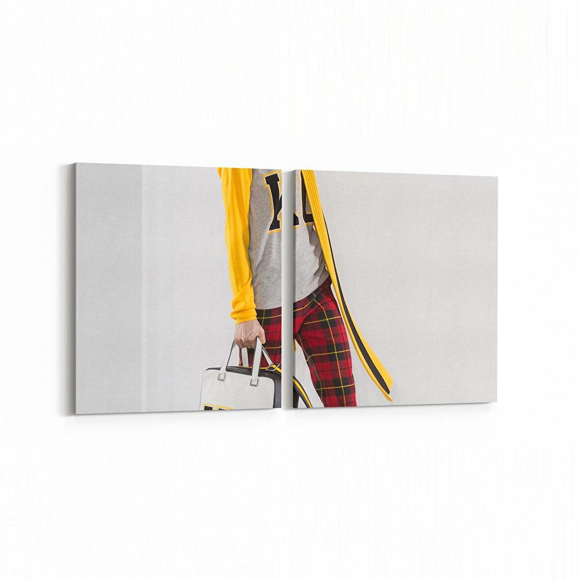 Olla 16739K2Y Model / Manken Görseli 2'li Yatay Kanvas Tablo (Ölçü: 125X60)