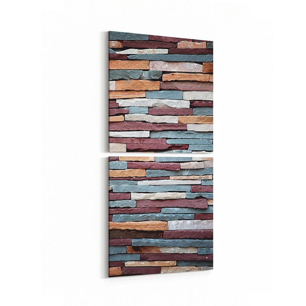 Olla 17525K2D Taş / Tuğla Görseli Kare 2'li Dikey Kanvas Tablo (Ölçü: 30X65)