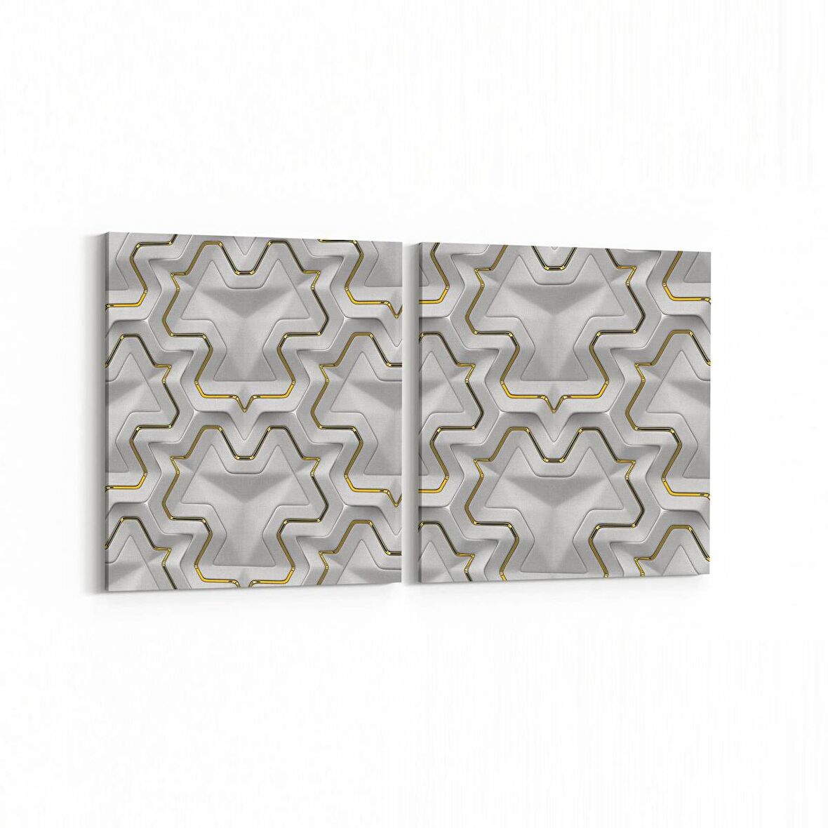 Olla 14950K2Y Geometrik Desen Görseli Kare 2'li Yatay Kanvas Tablo (Ölçü: 125X60)