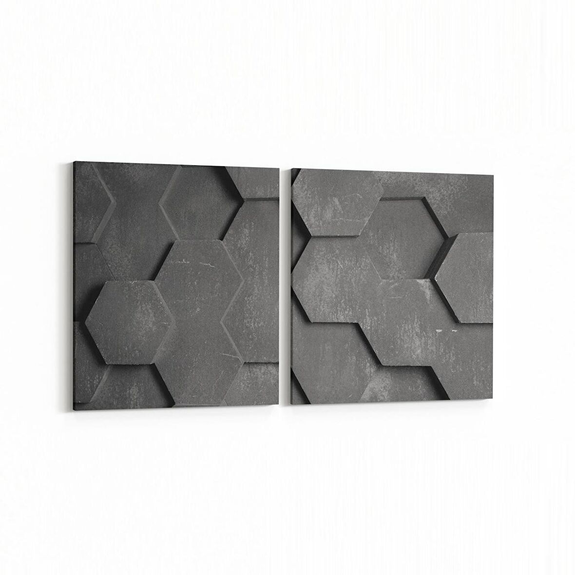 Olla 10022K2Y Abstract 3 Boyut Görsel Kare 2'li Yatay Kanvas Tablo (Ölçü: 85X40)