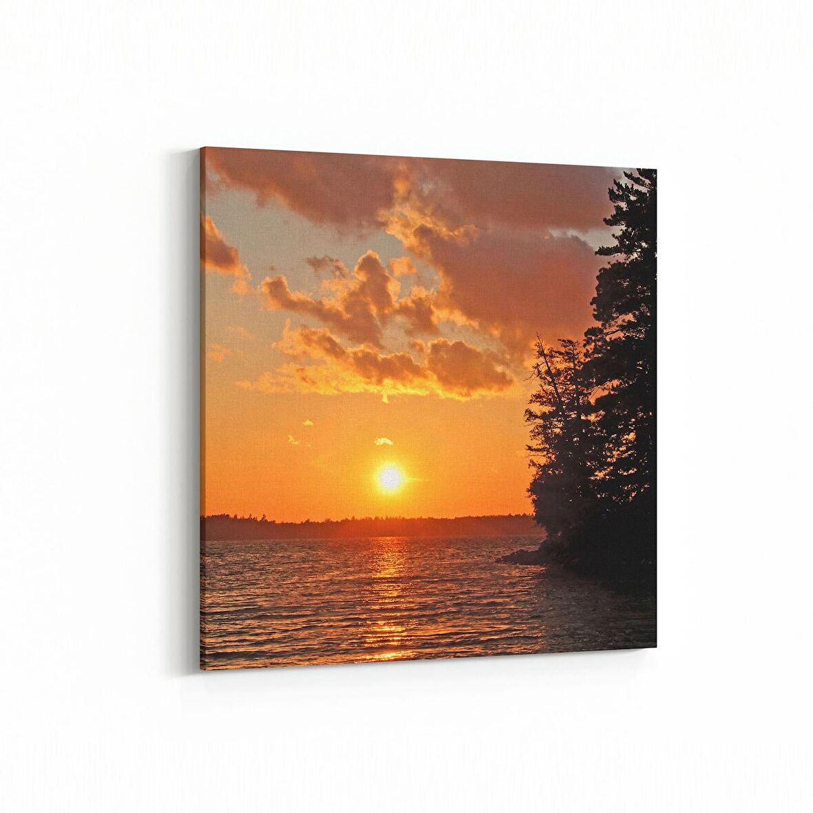 Olla 16116K Günbatımı Görseli Kare Kanvas Tablo (Ölçü: 25X25)