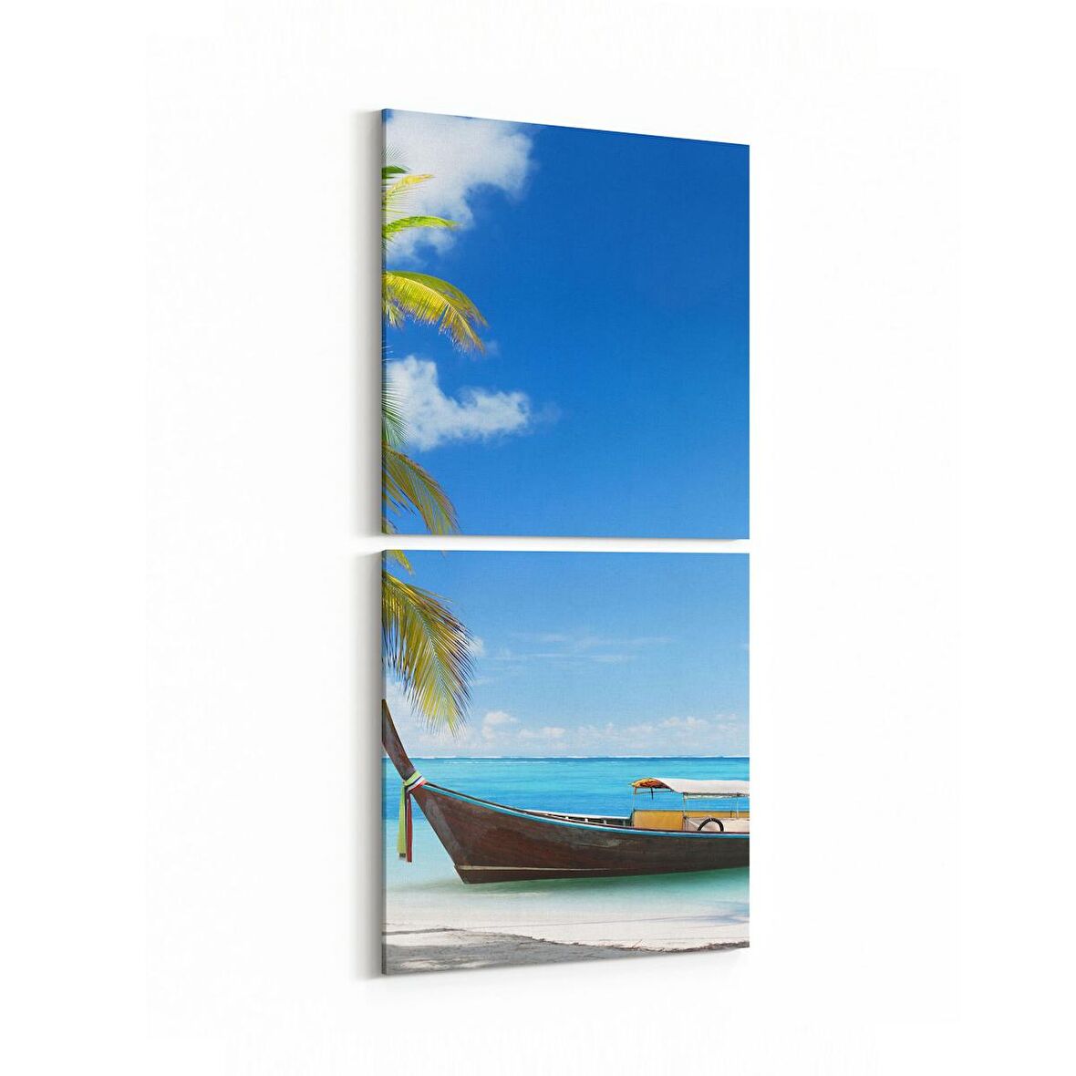 Olla 16340K2D Kumsal / Sahil Görseli Kare 2'li Dikey Kanvas Tablo (Ölçü: 30X65)