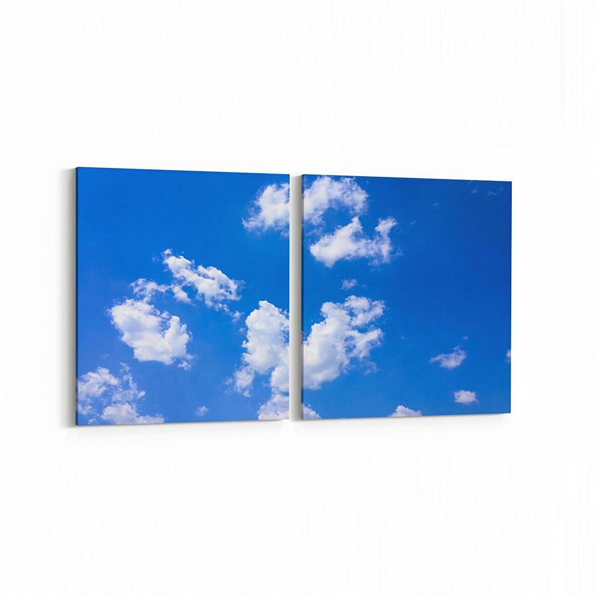 Olla 15757K2Y Gökyüzü Bulut Görseli Kare 2'li Yatay Kanvas Tablo (Ölçü: 85X40)