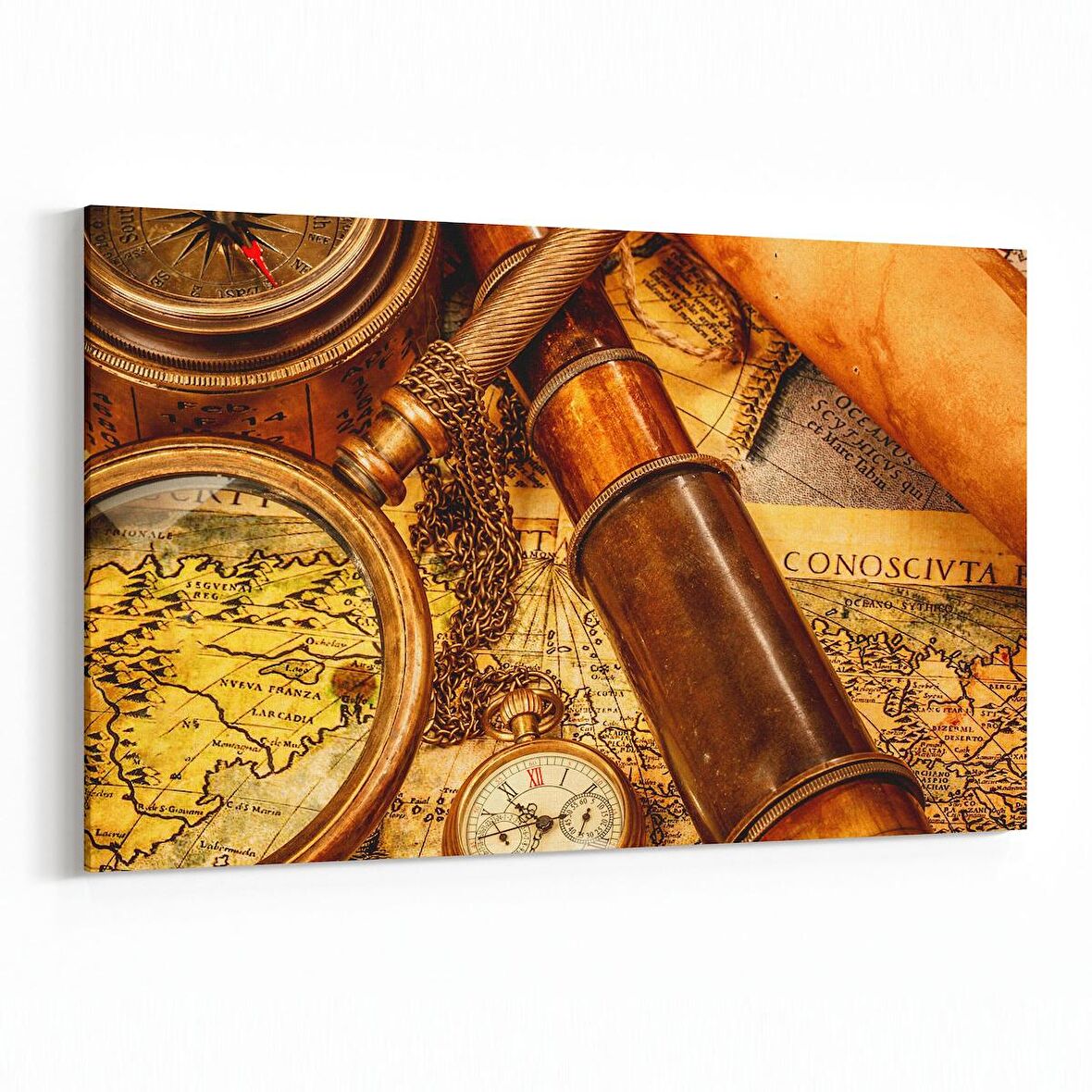 Olla 16174Y Harita Görseli Yatay Kanvas Tablo (Ölçü: 90X60)