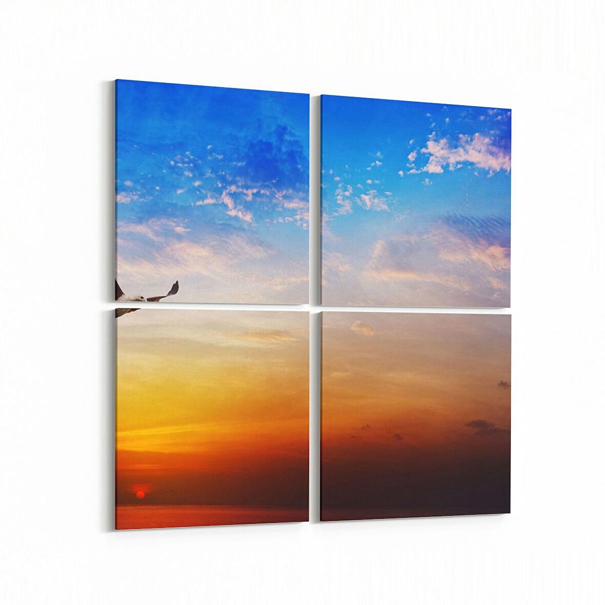 Olla 15967K4 Günbatımı Görseli Kare 4'lü Kanvas Tablo (Ölçü: 105X105)