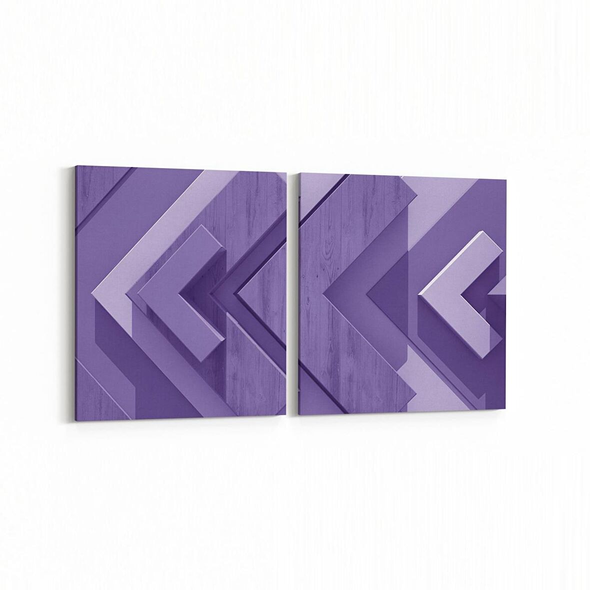 Olla 10043K2Y Abstract 3 Boyut Görsel Kare 2'li Yatay Kanvas Tablo (Ölçü: 145X70)