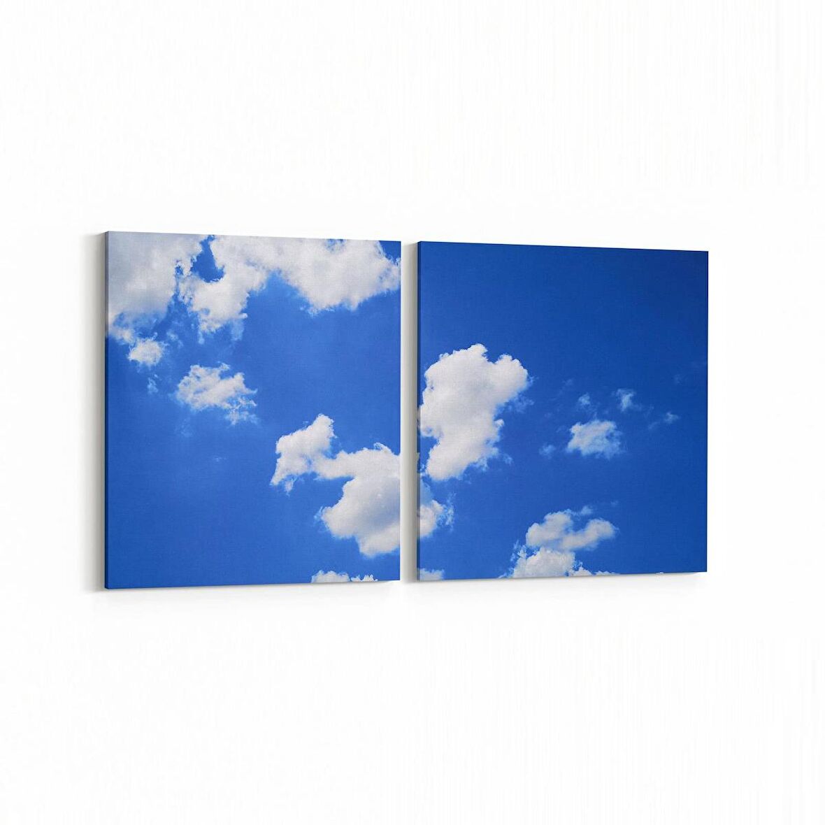 Olla 15428K2Y Gökyüzü Bulut Görseli Kare 2'li Yatay Kanvas Tablo (Ölçü: 85X40)