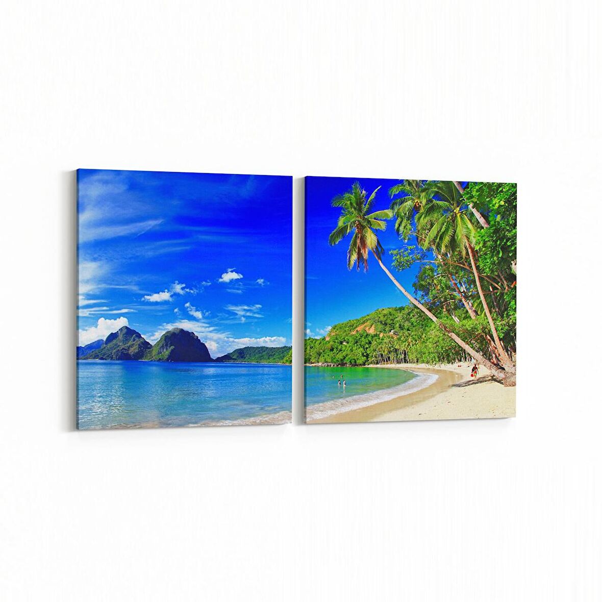 Olla 16638K2Y Kumsal / Sahil Görseli Kare 2'li Yatay Kanvas Tablo (Ölçü: 65X30)