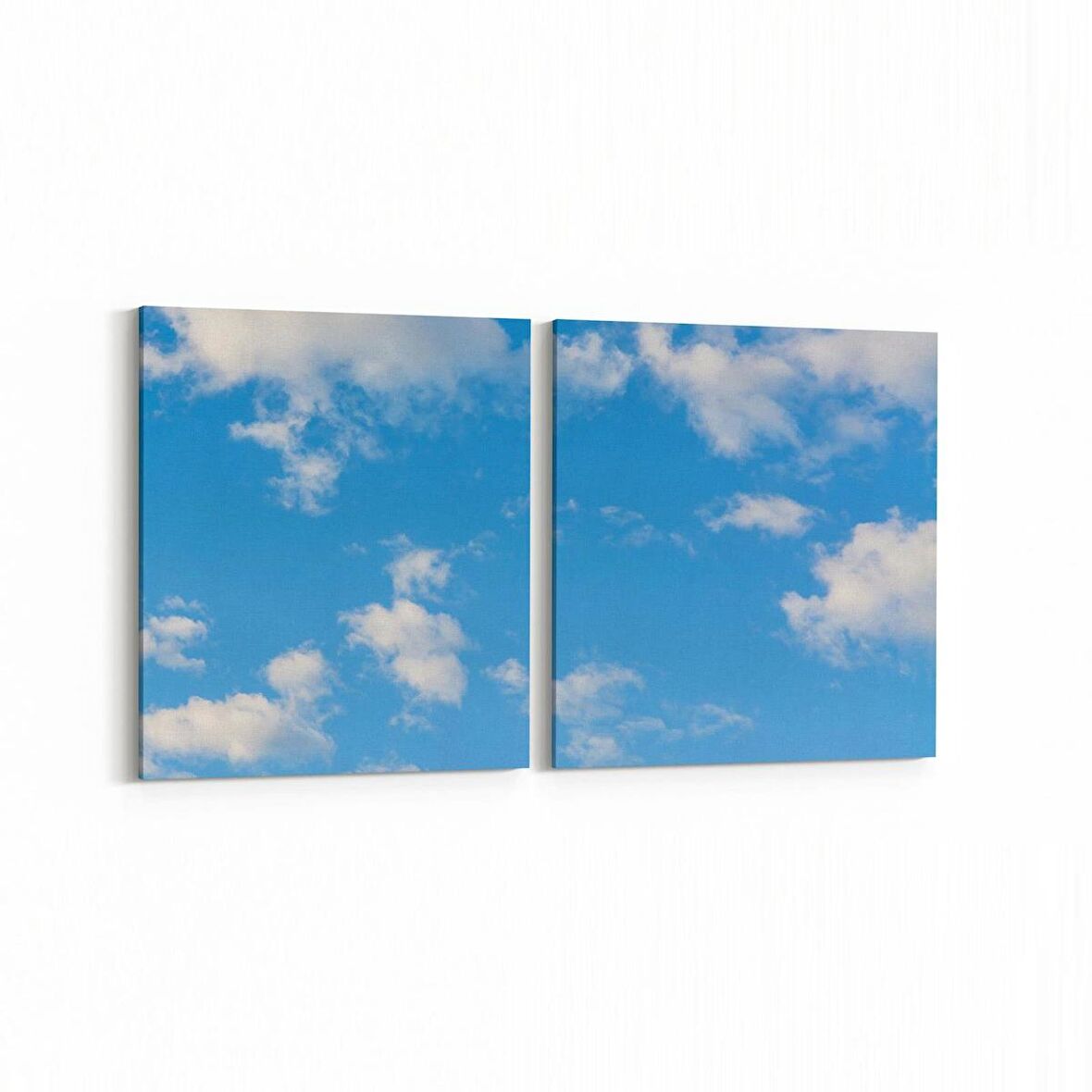 Olla 15585K2Y Gökyüzü Bulut Görseli Kare 2'li Yatay Kanvas Tablo (Ölçü: 125X60)