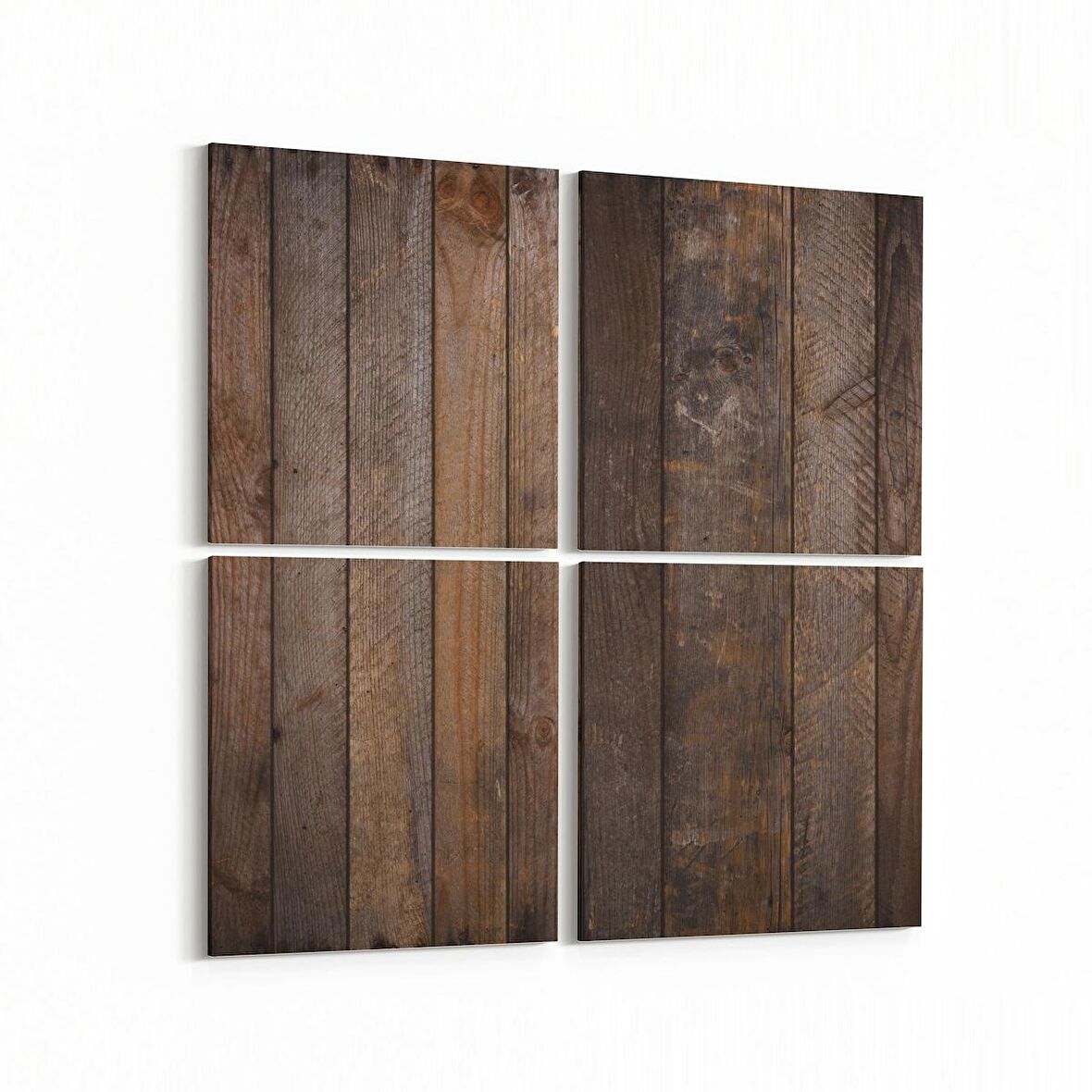 Olla 11971K4 Ahşap Desen Görseli Kare 4'lü Kanvas Tablo (Ölçü: 65X65)