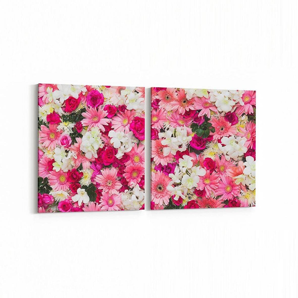 Olla 11581K2Y Çiçek Görseli Kare 2'li Yatay Kanvas Tablo (Ölçü: 125X60)