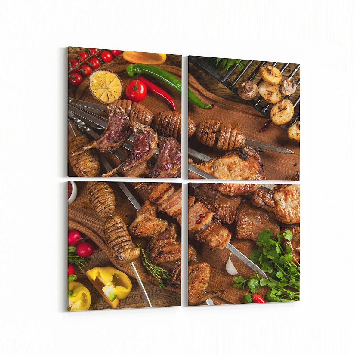 Olla 15250K4 Gıda Görseli Kare 4'lü Kanvas Tablo (Ölçü: 65X65)
