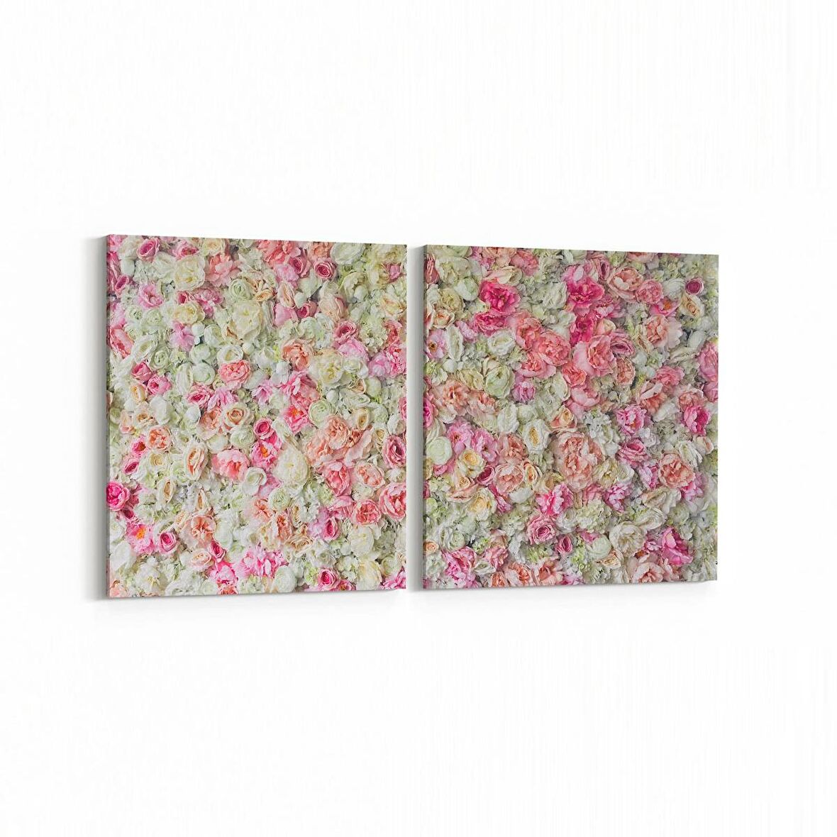 Olla 11631K2Y Çiçek Görseli Kare 2'li Yatay Kanvas Tablo (Ölçü: 125X60)