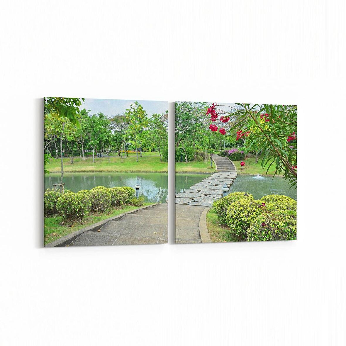 Olla 14019K2Y Doğa / Manzara Görseli Kare 2'li Yatay Kanvas Tablo (Ölçü: 65X30)