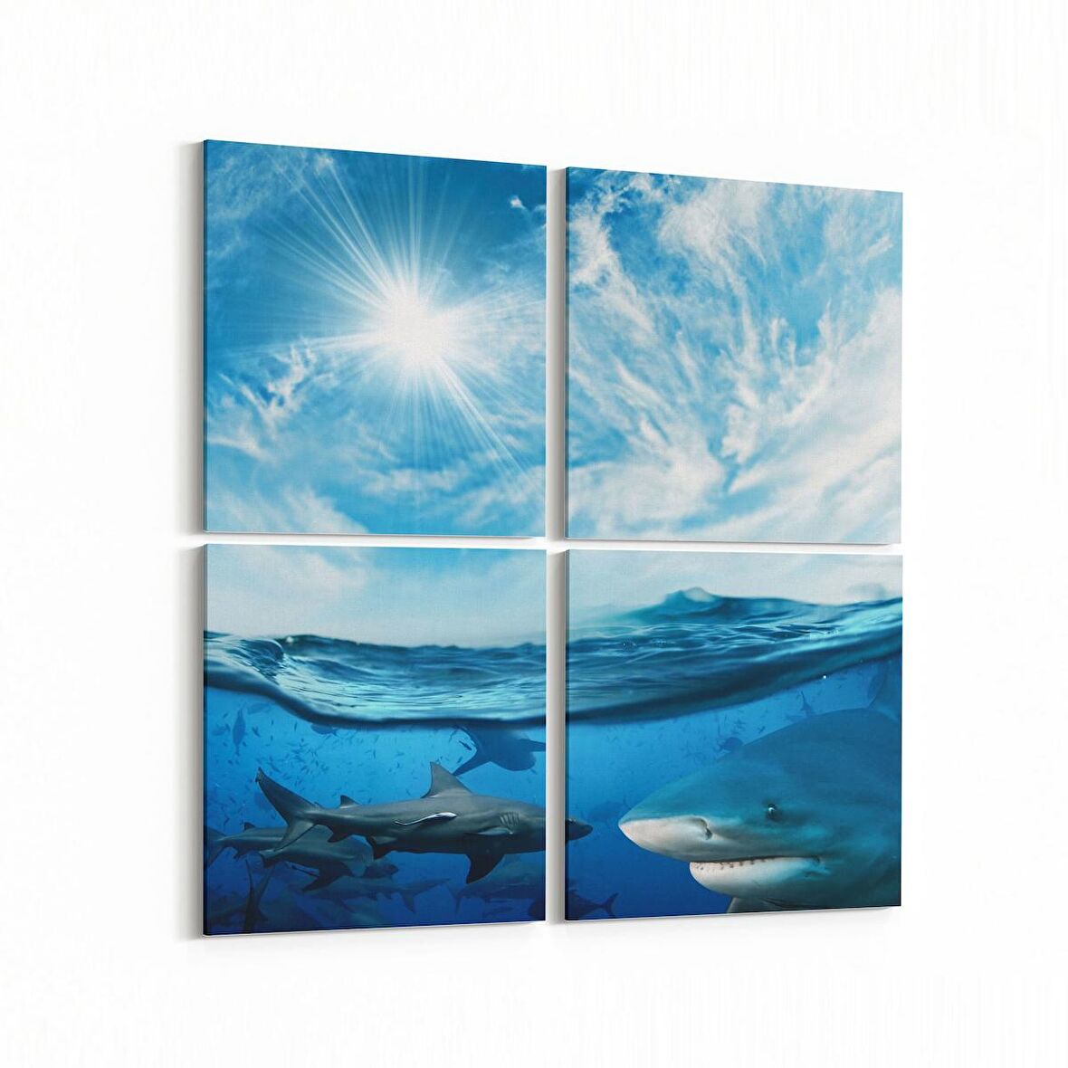 Olla 12879K4 Deniz / Okyanus Görseli Kare 4'lü Kanvas Tablo (Ölçü: 65X65)