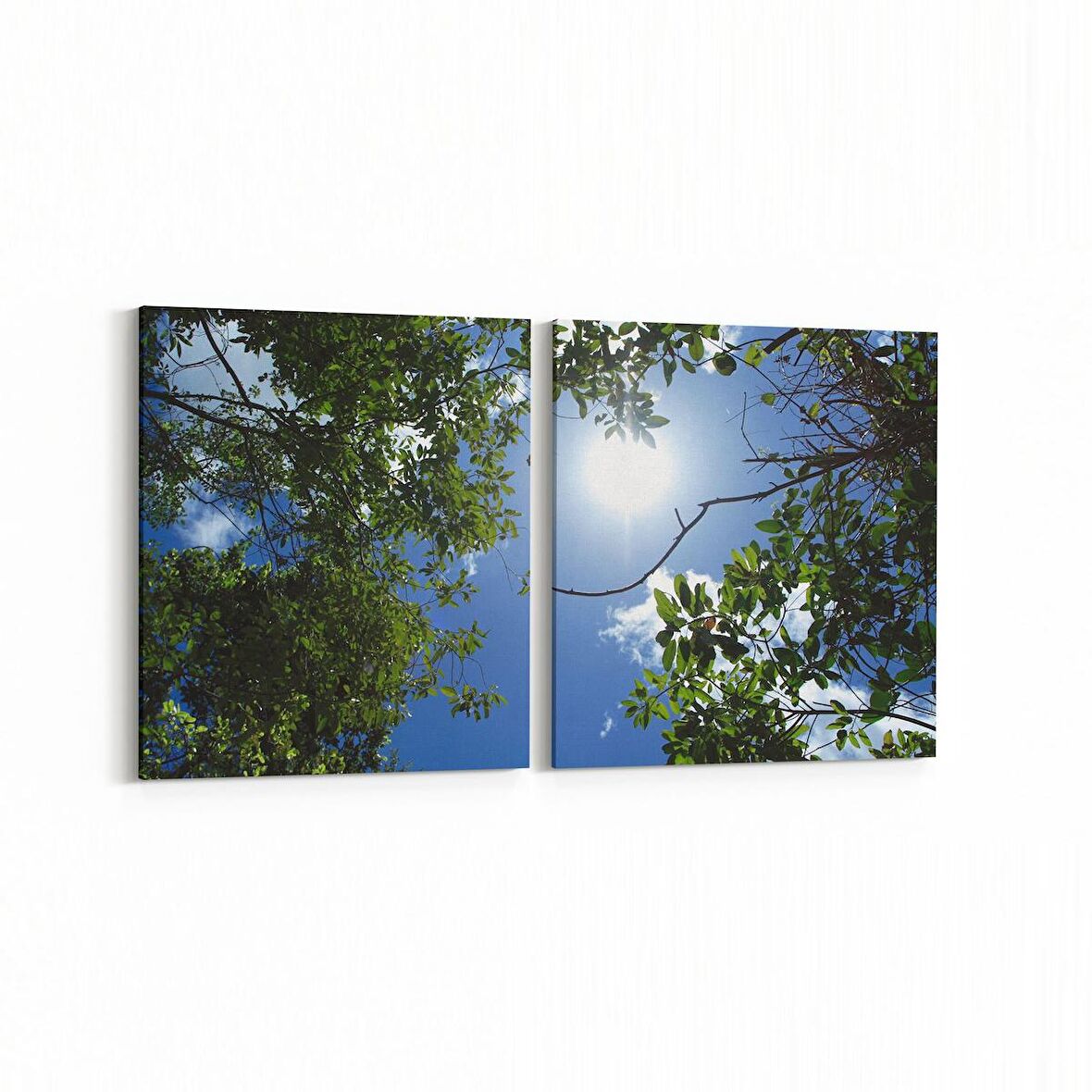Olla 10795K2Y Ağaç Görseli Kare 2'li Yatay Kanvas Tablo (Ölçü: 145X70)