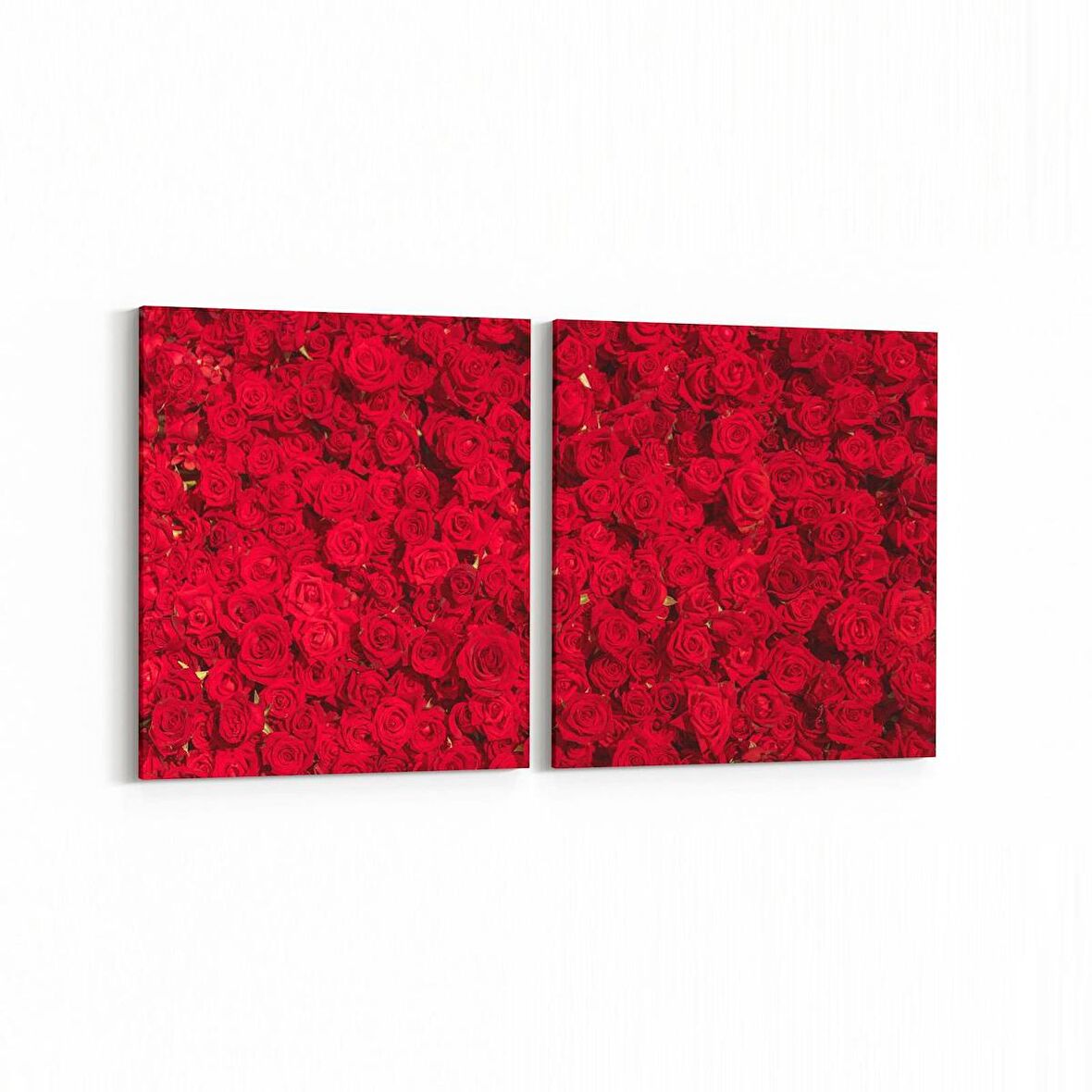 Olla 11639K2Y Çiçek Görseli Kare 2'li Yatay Kanvas Tablo (Ölçü: 85X40)