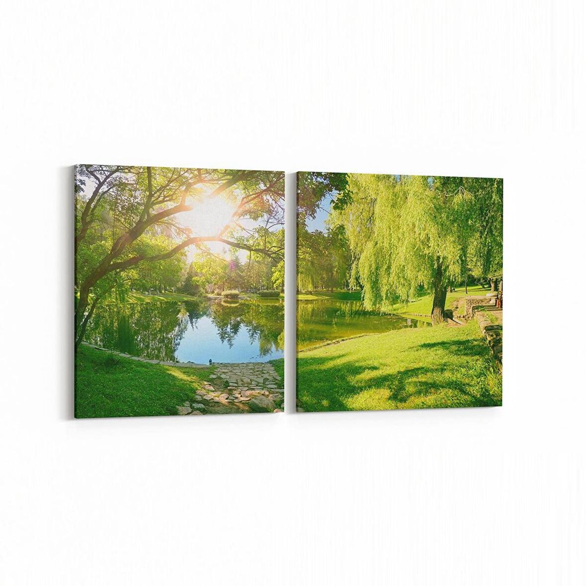Olla 13651K2Y Doğa / Manzara Görseli Kare 2'li Yatay Kanvas Tablo (Ölçü: 85X40)