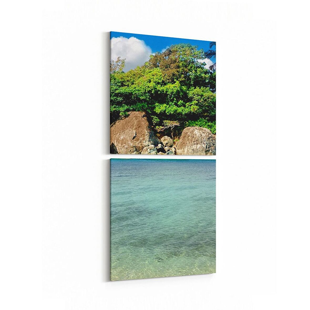 Olla 16593K2D Kumsal / Sahil Görseli Kare 2'li Dikey Kanvas Tablo (Ölçü: 30X65)