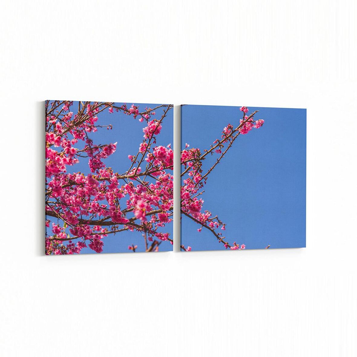 Olla 10814K2Y Ağaç Görseli Kare 2'li Yatay Kanvas Tablo (Ölçü: 125X60)